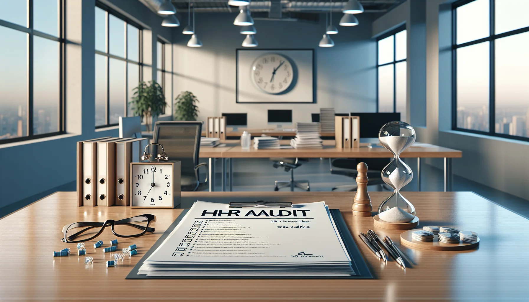 Downloadable HR audit checklist on a desk with notes