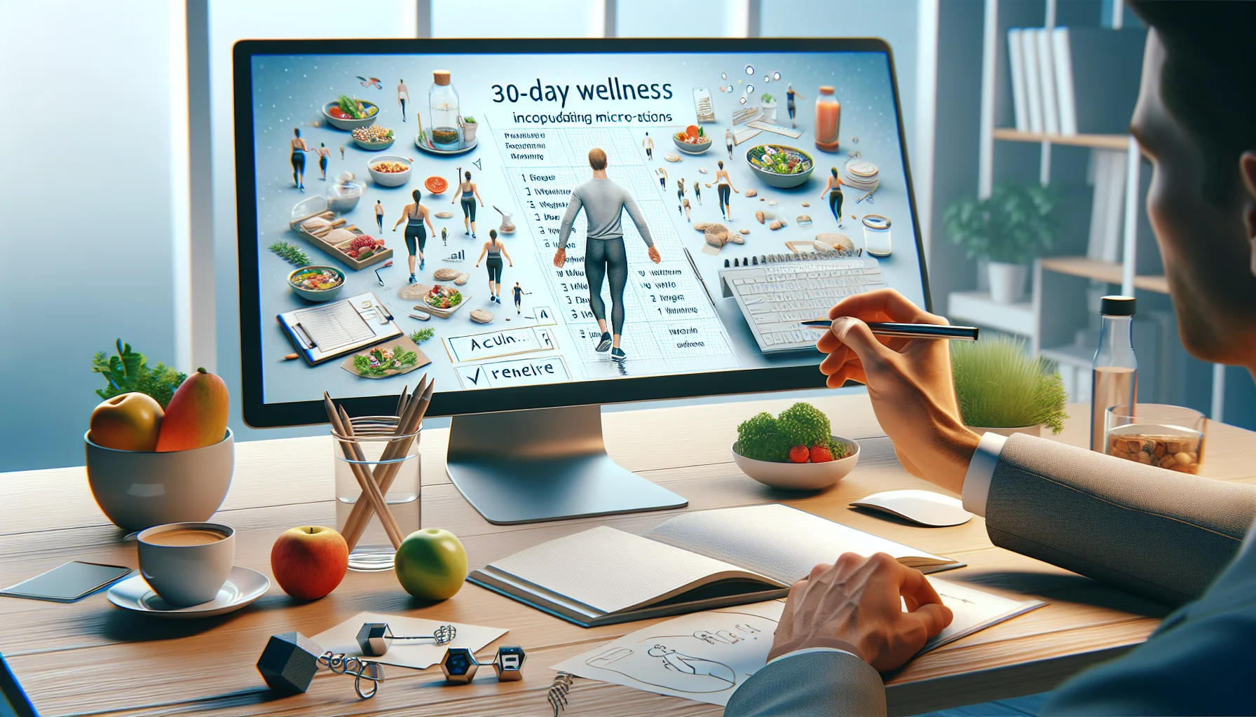 Person checking printable tracker to build a wellness routine