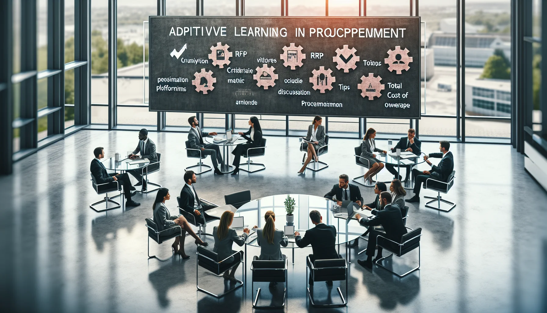 Procurement team reviewing adaptive learning comparison dashboard