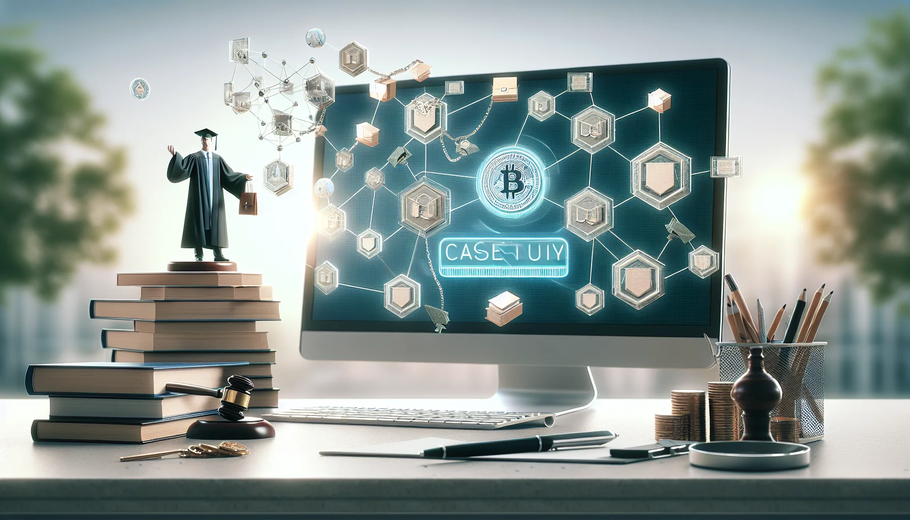 University staff reviewing blockchain credential case study dashboard