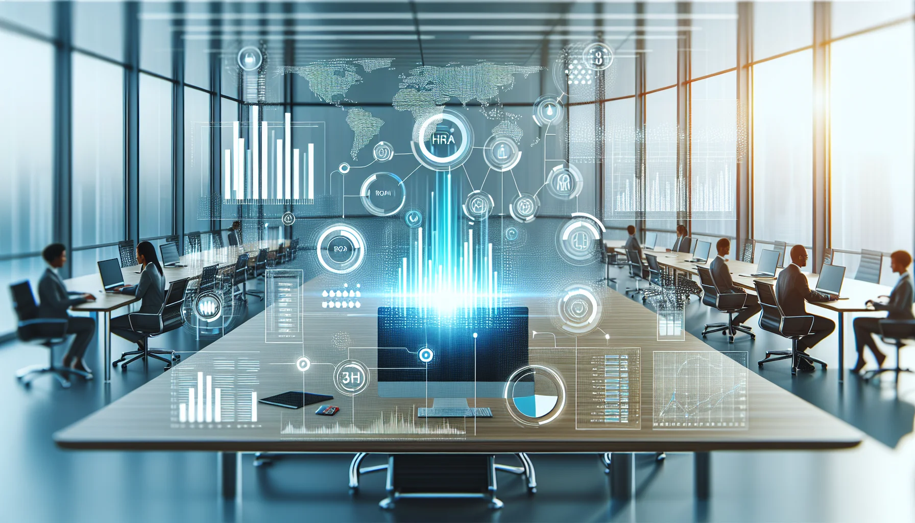 Executive reviewing HR analytics metrics on dashboard screen