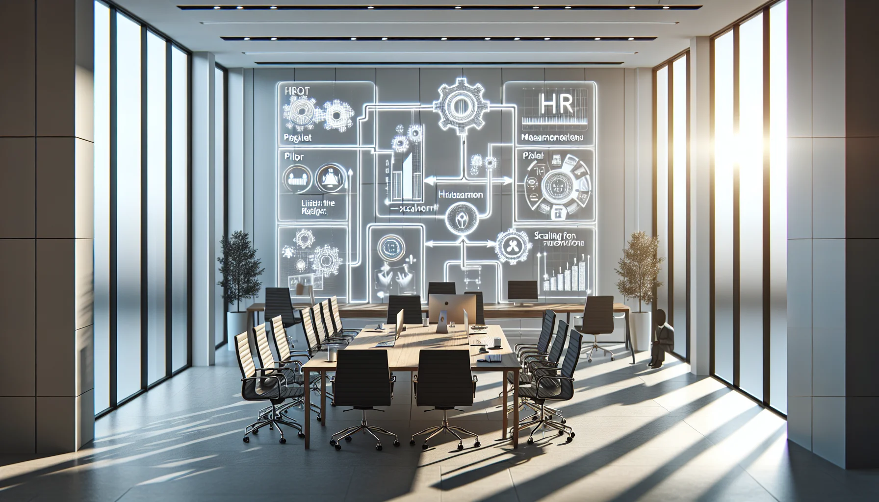 HR process automation workflow diagram on laptop screen
