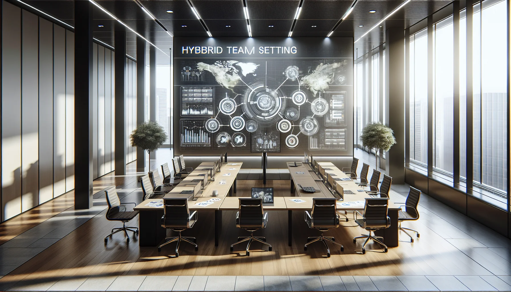 Hybrid team resolving remote work issues on video call