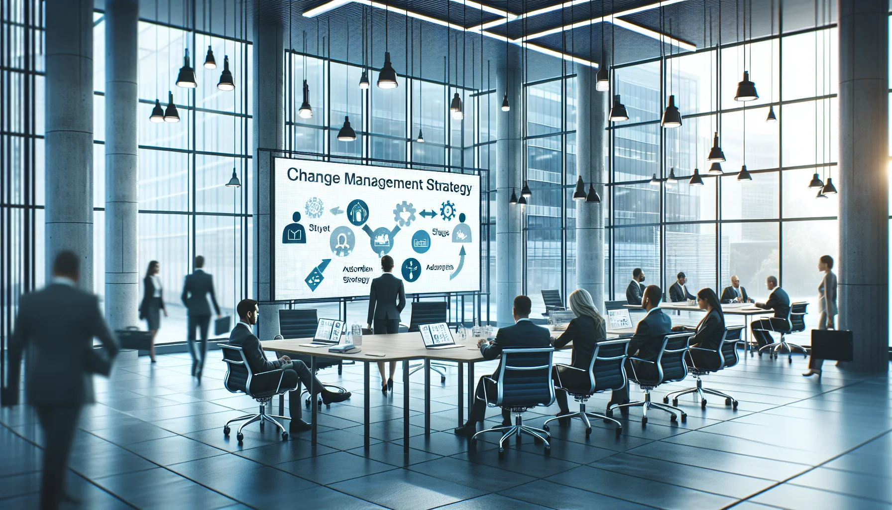 HR team reviewing change management strategy for internal talent marketplace