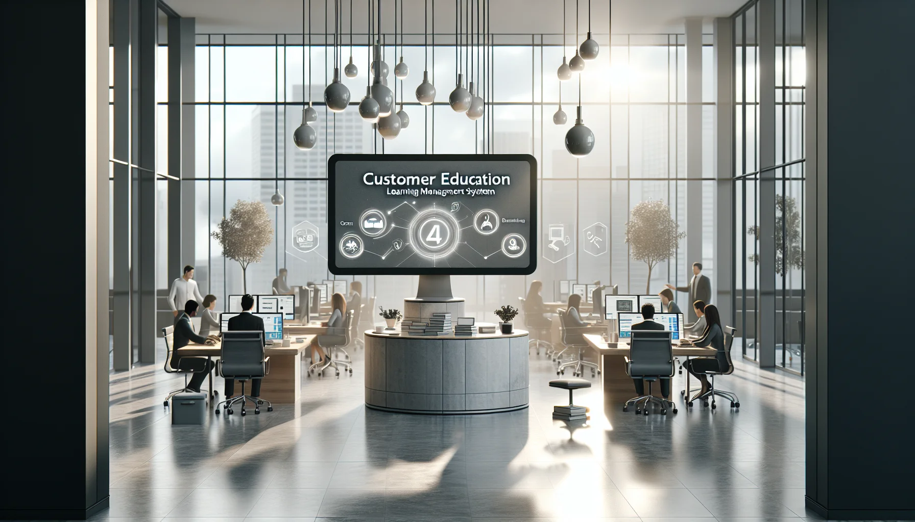 Product team reviewing customer education LMS analytics dashboard