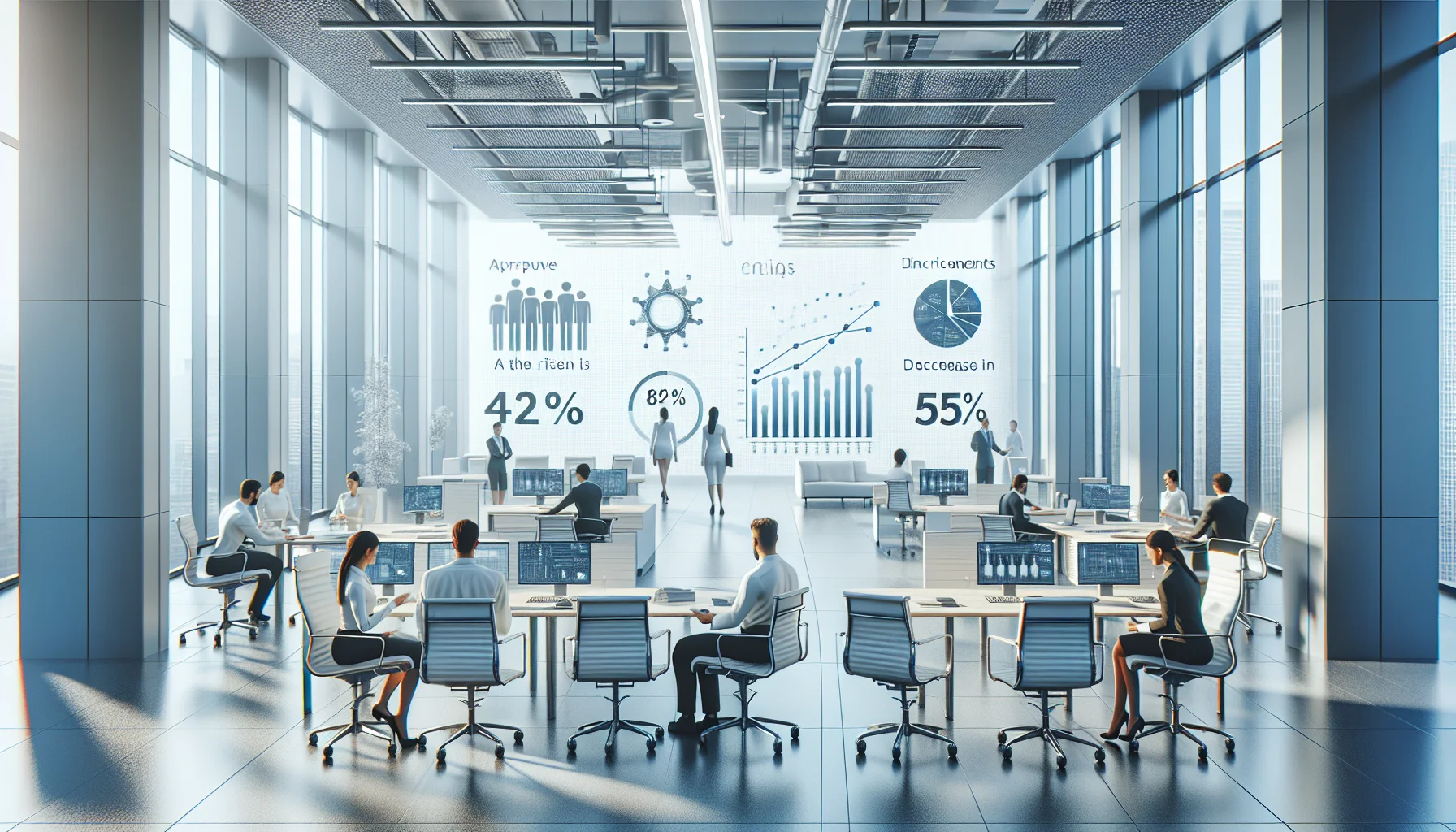Team reviewing role-targeted content case study results dashboard