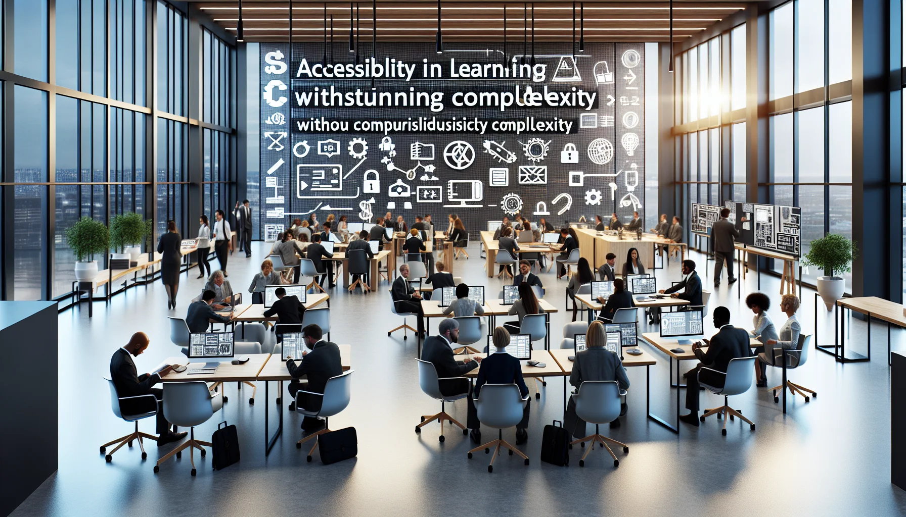 Instructor reviewing layered course content for accessibility in learning