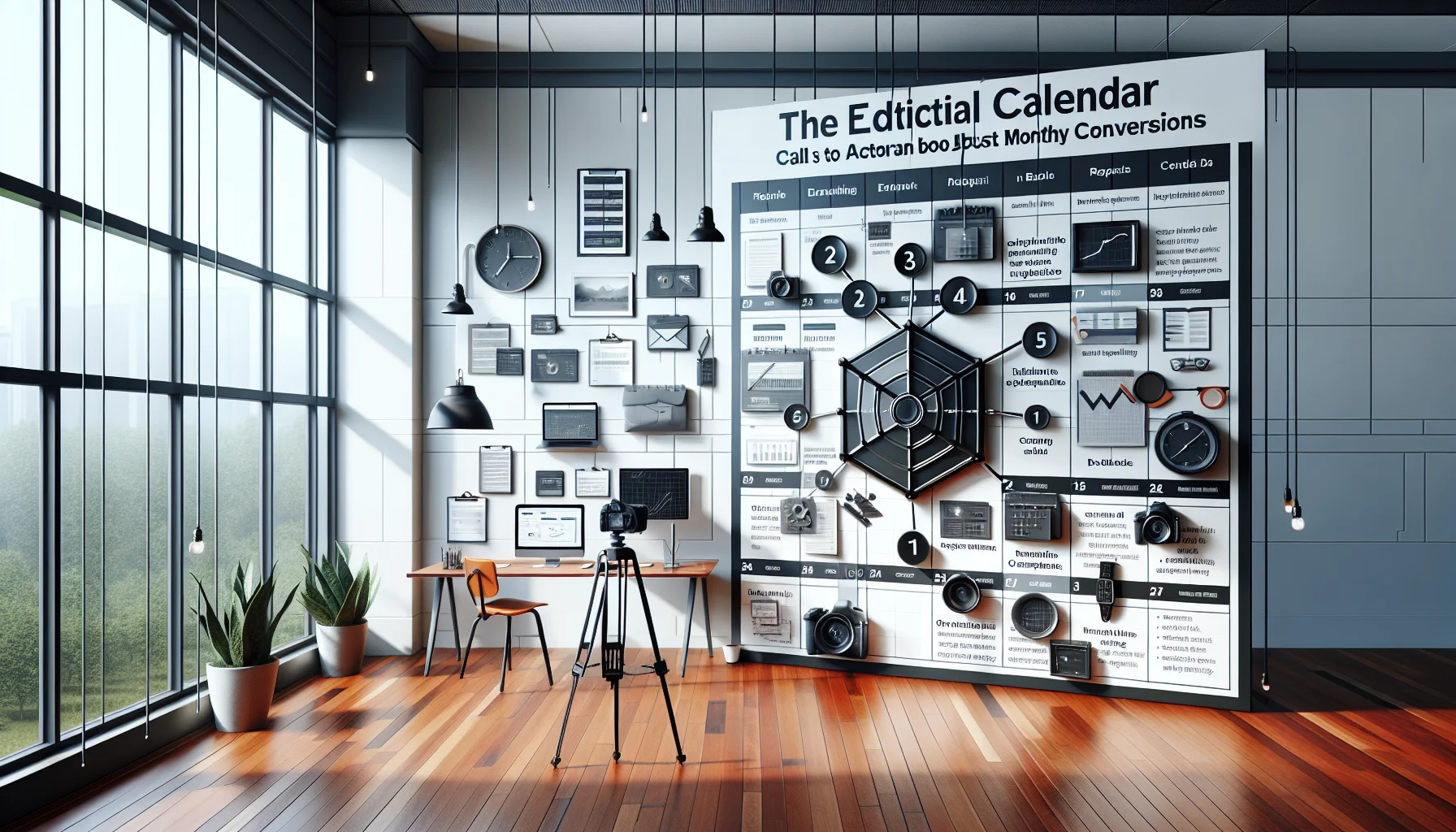 Content team planning editorial calendar CTA and monthly themes