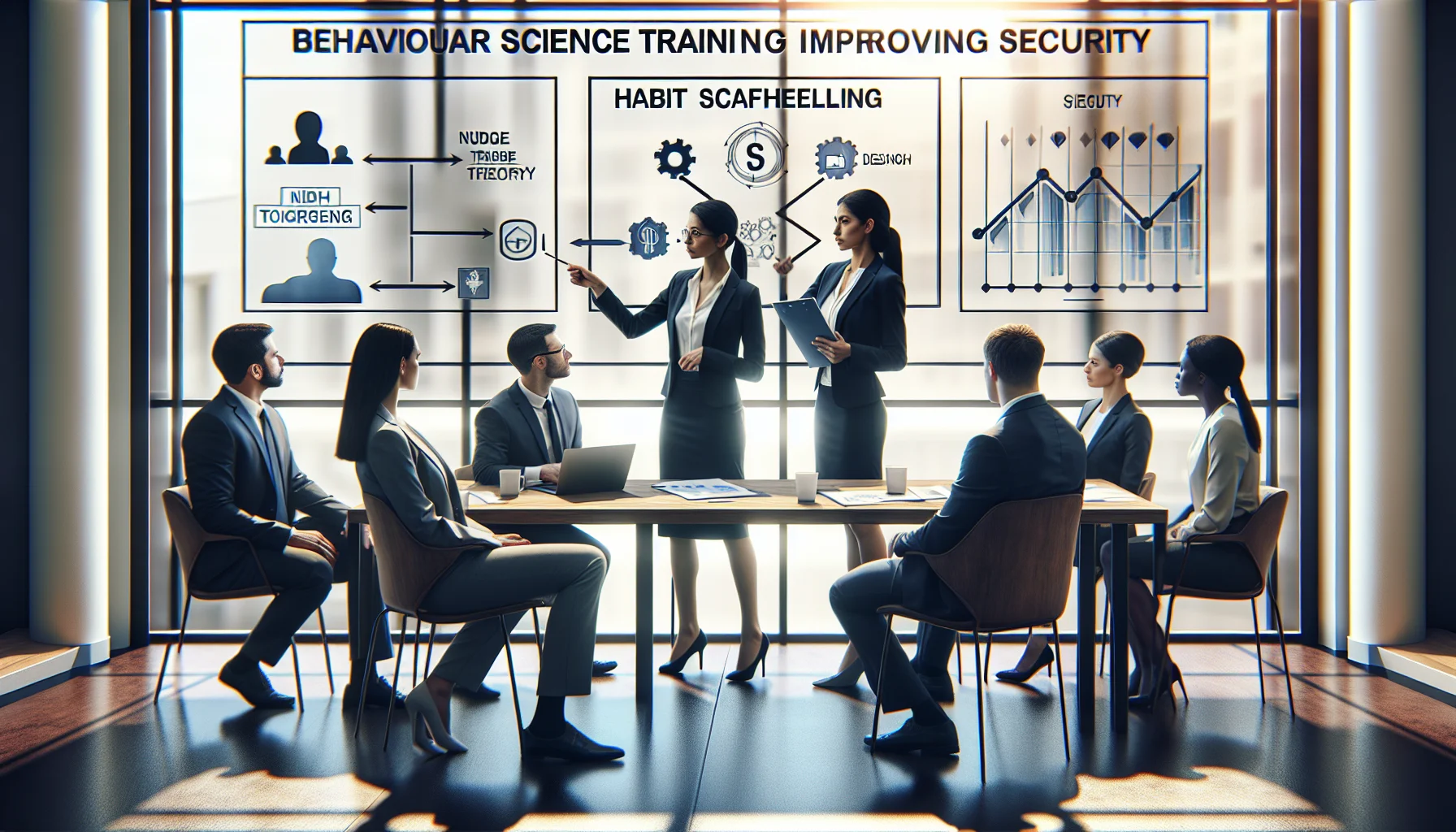 Engineers reviewing nudges dashboard for behavioral science training impact