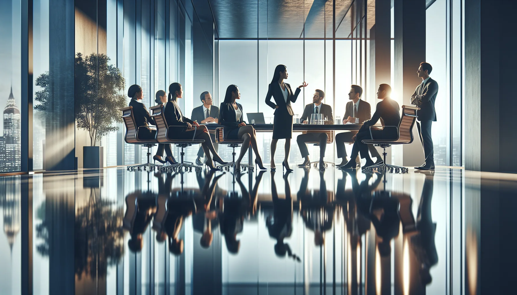 Executives reviewing dashboard to communicate learning value to investors