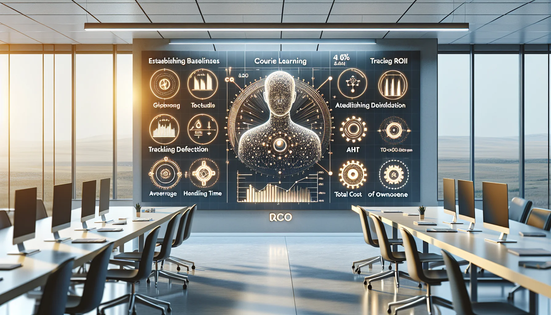 Team reviewing LMS analytics for course-based AI chatbots ROI