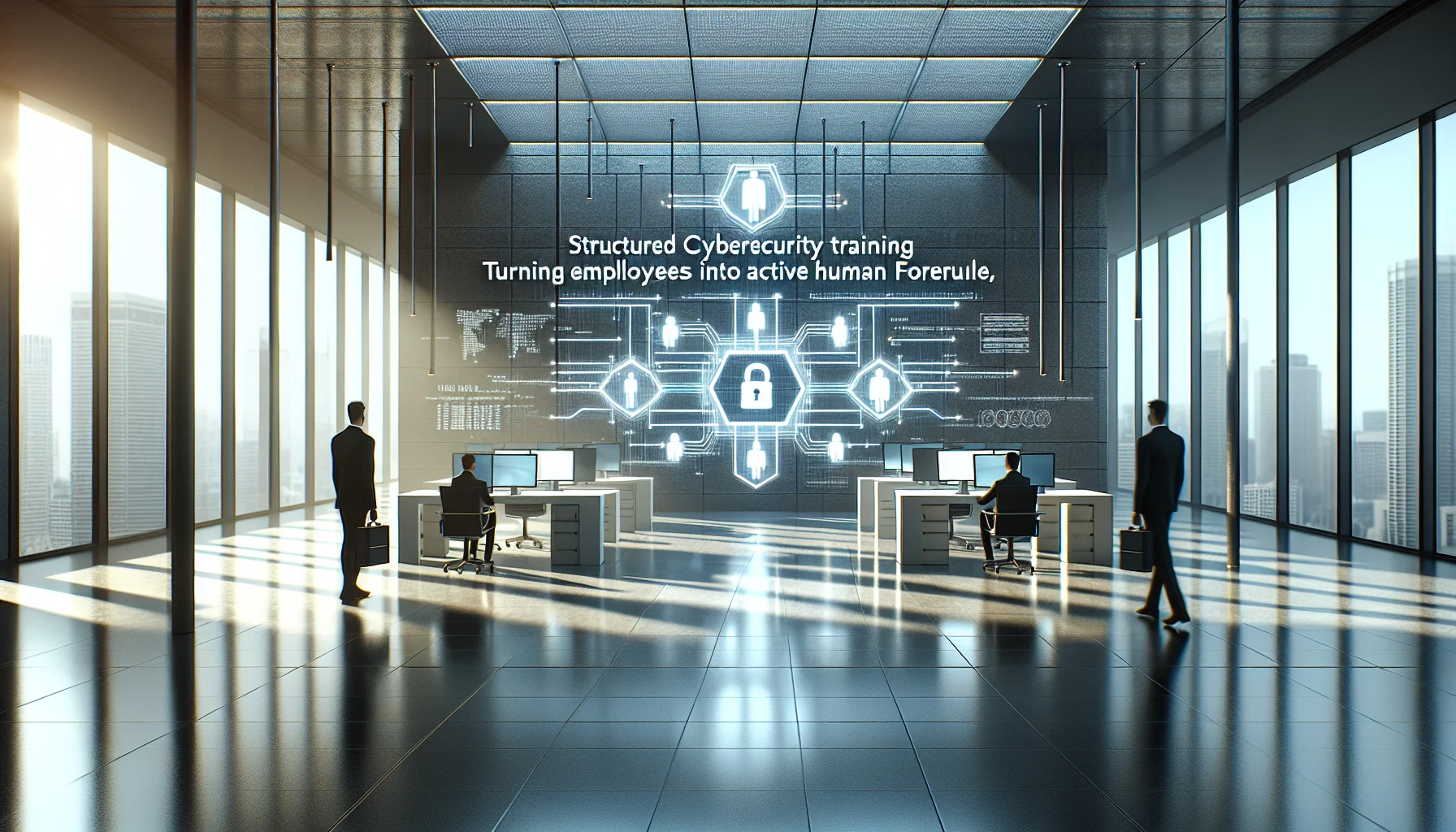 Security team reviewing cybersecurity training dashboard and metrics