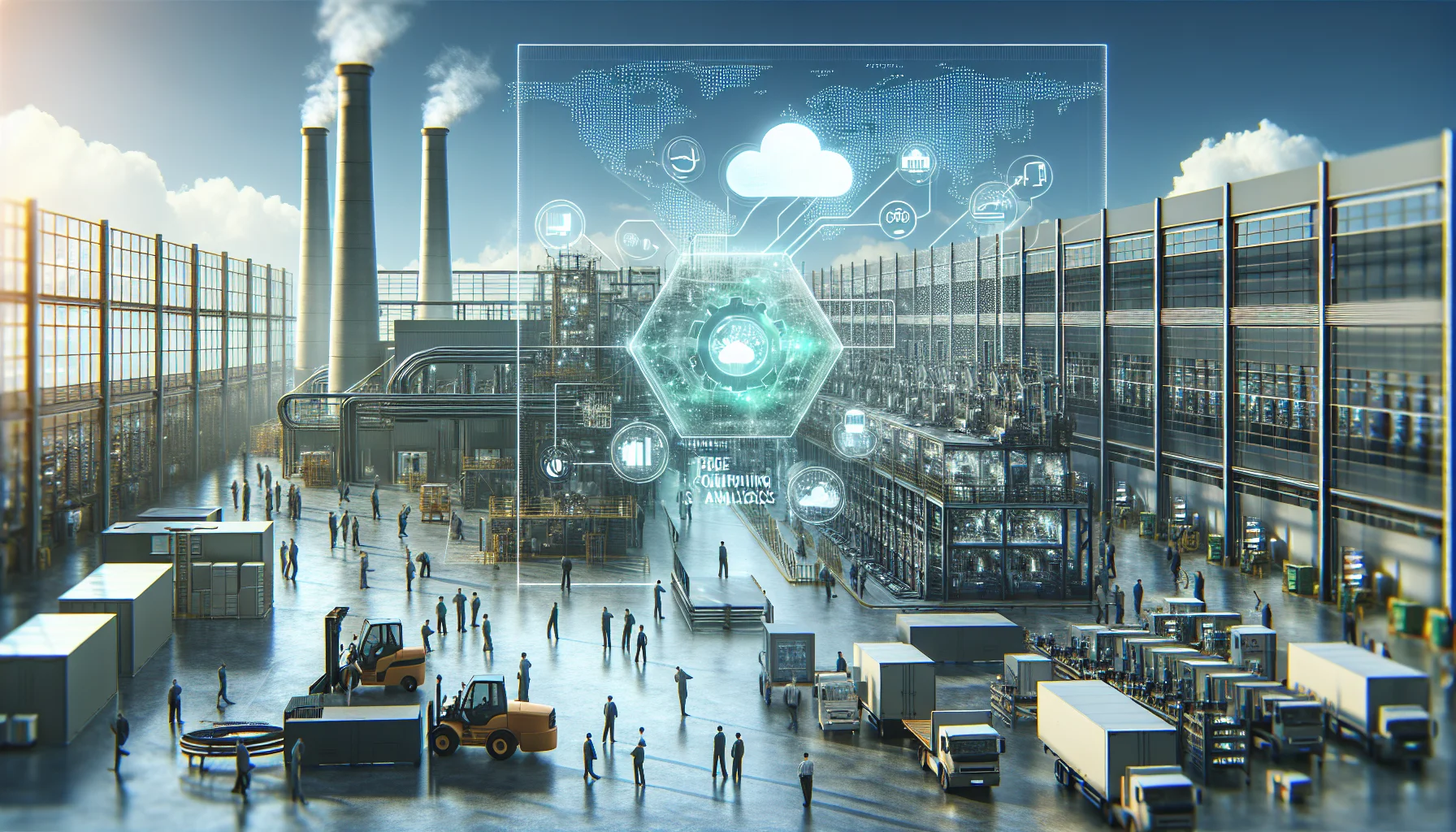 Factory technician dashboard showing edge computing real-time analytics