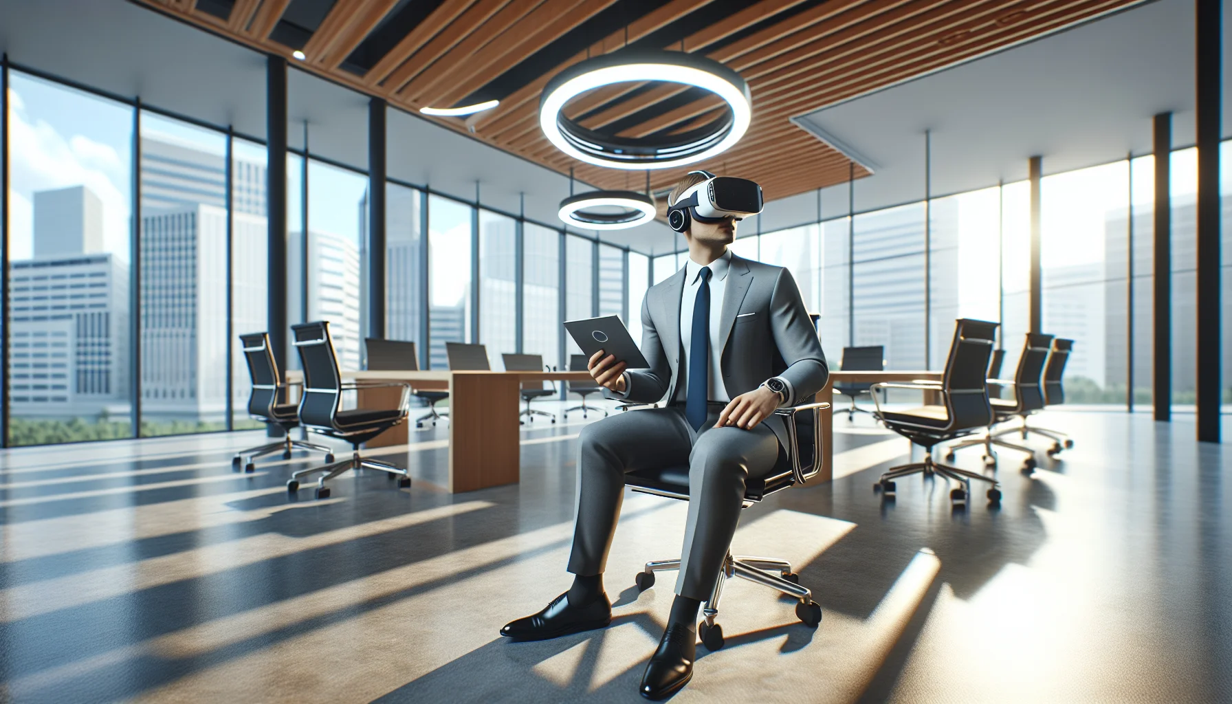 Mid-sized team using hyper-realistic VR training headset demo