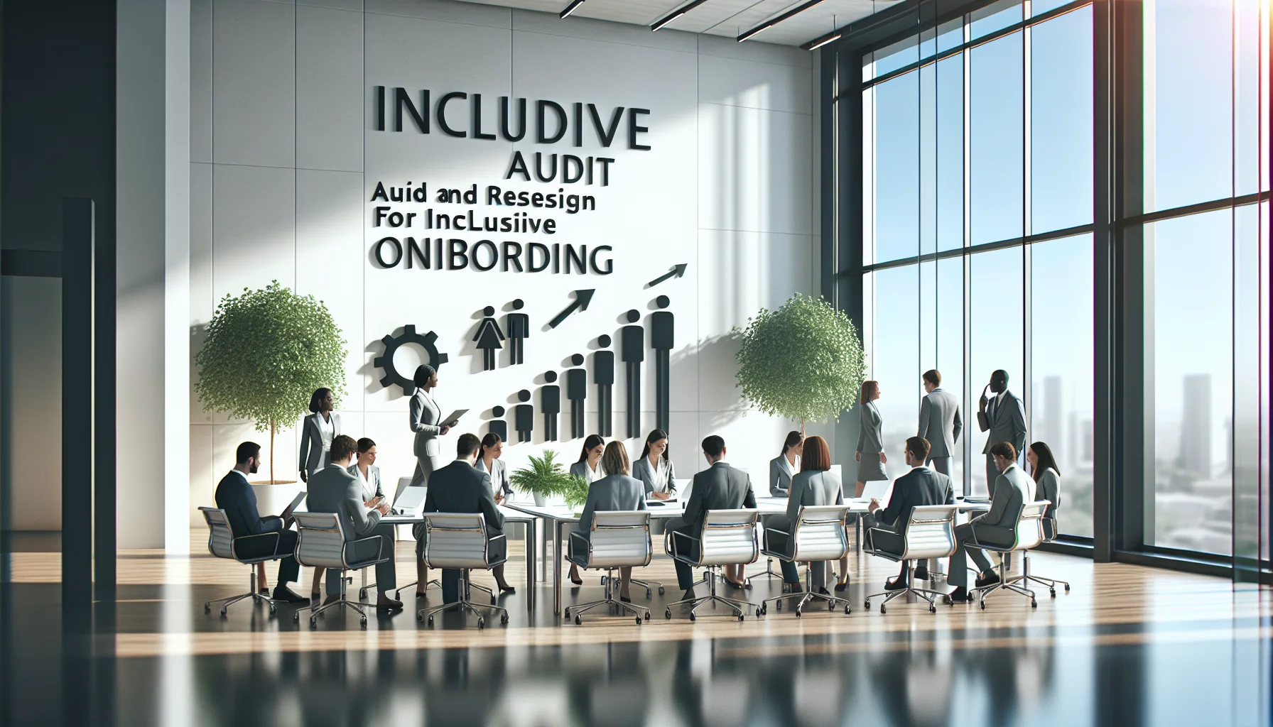 HR team reviewing inclusive onboarding checklist on laptop screen