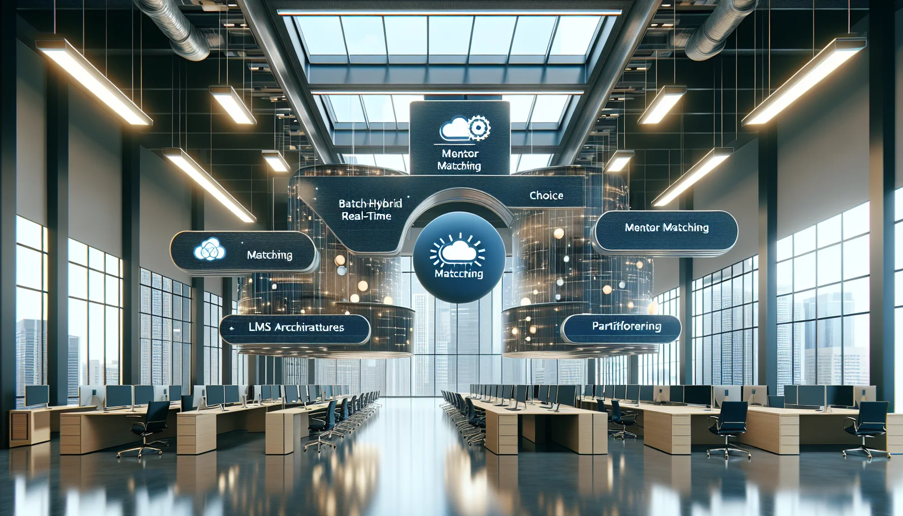 Dashboard showing scalable mentor matching metrics and partitioning strategy