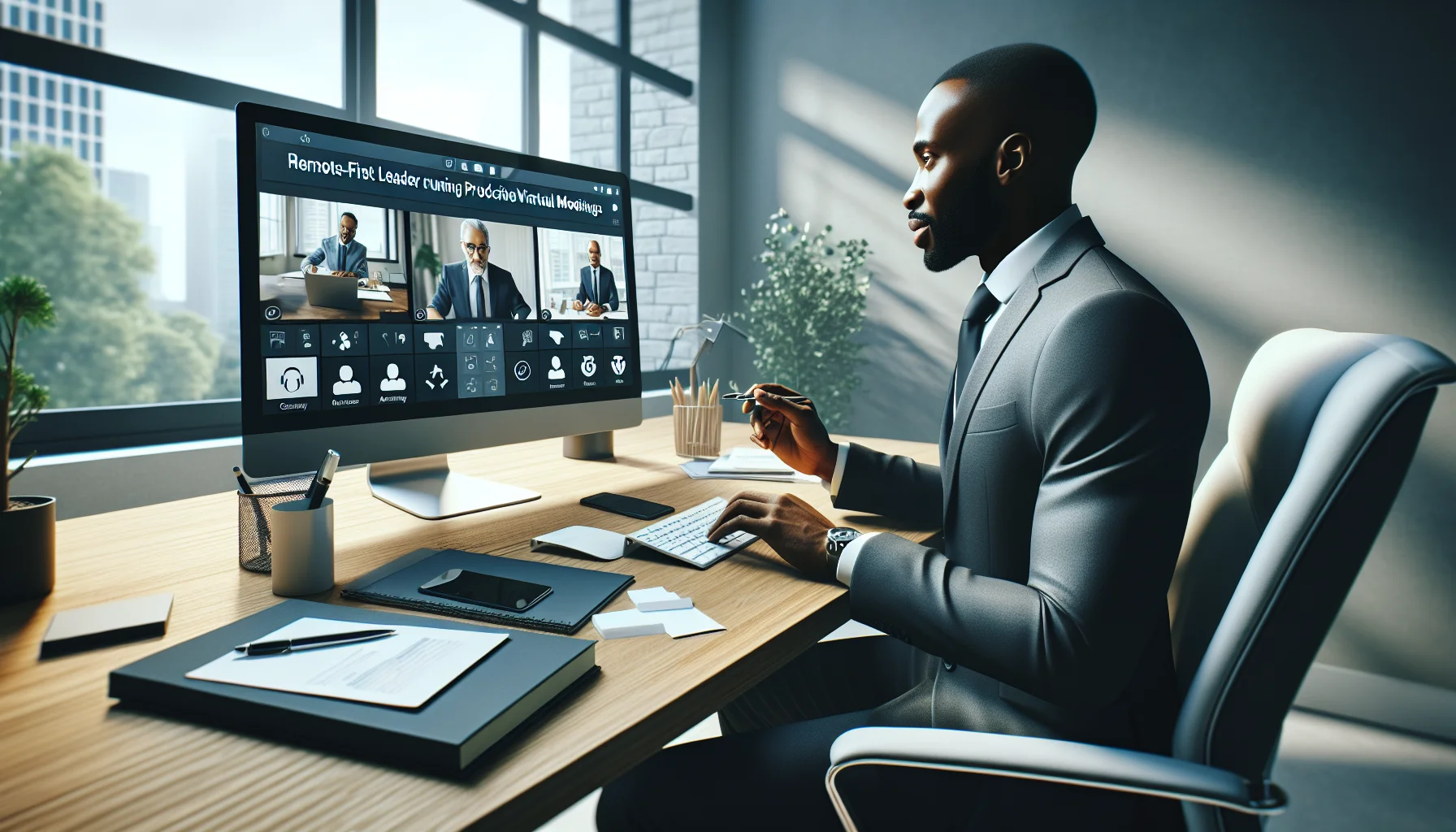 Remote team collaborating on virtual meeting facilitation templates