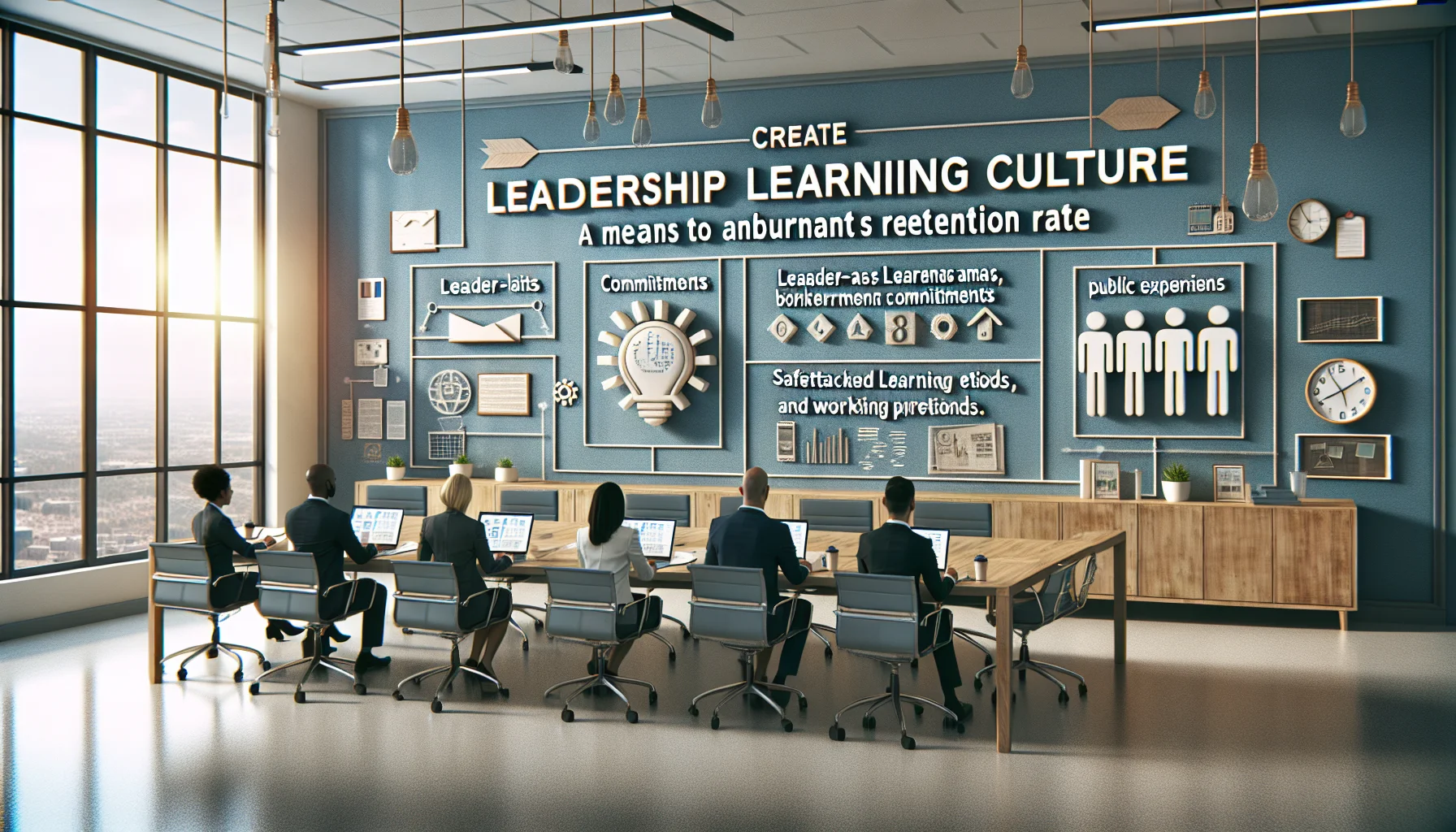 Leaders collaborating in a meeting illustrating leadership learning culture