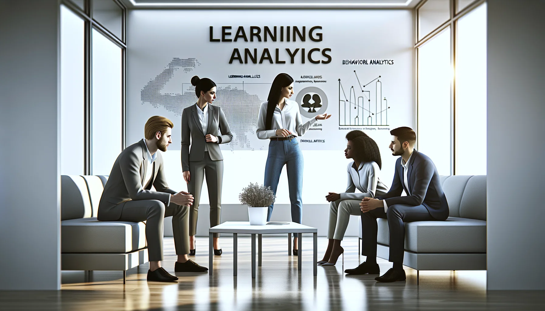 Team reviewing learning analytics dashboards to measure adoption