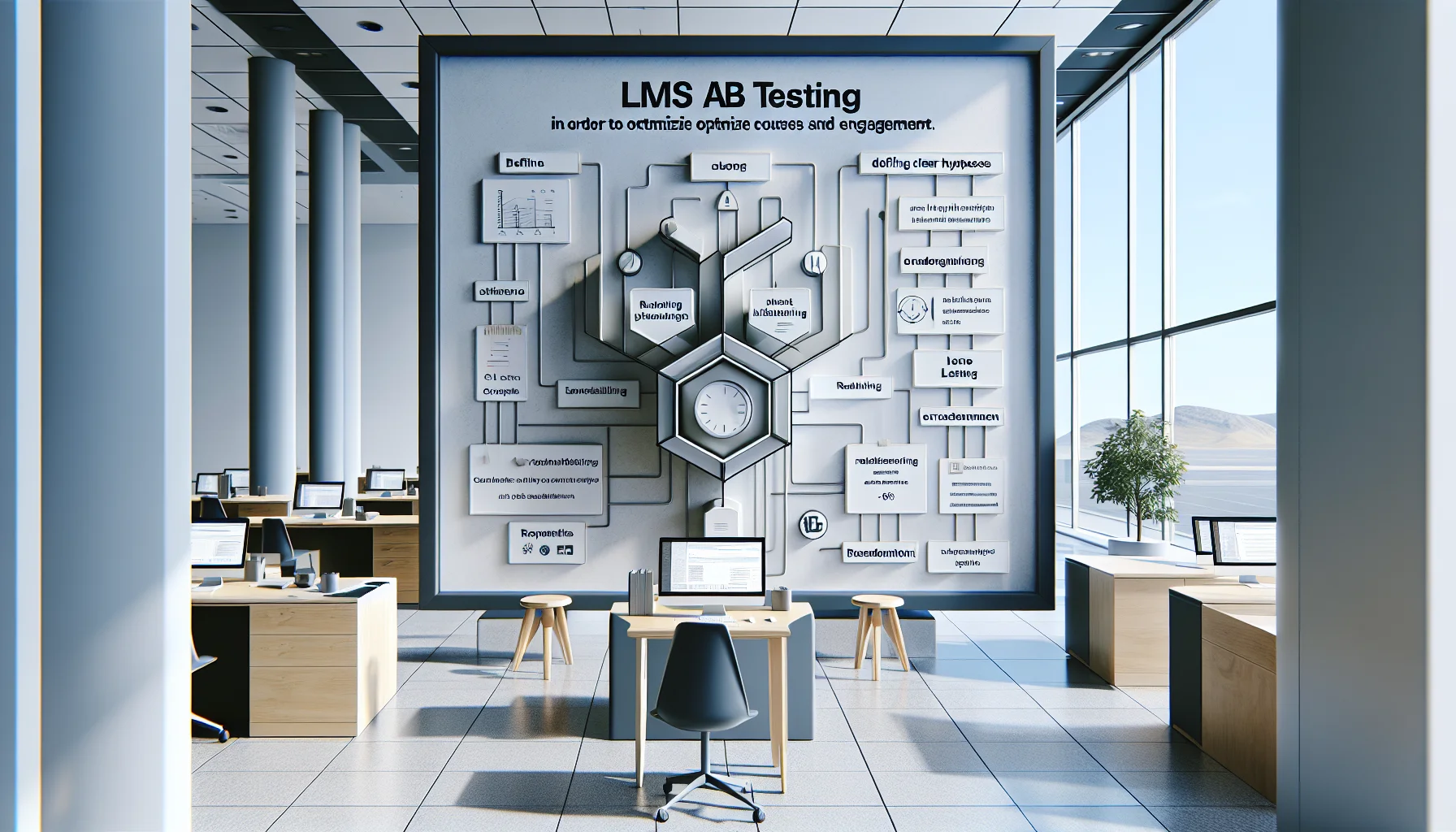 Team reviewing LMS A/B testing results on dashboard