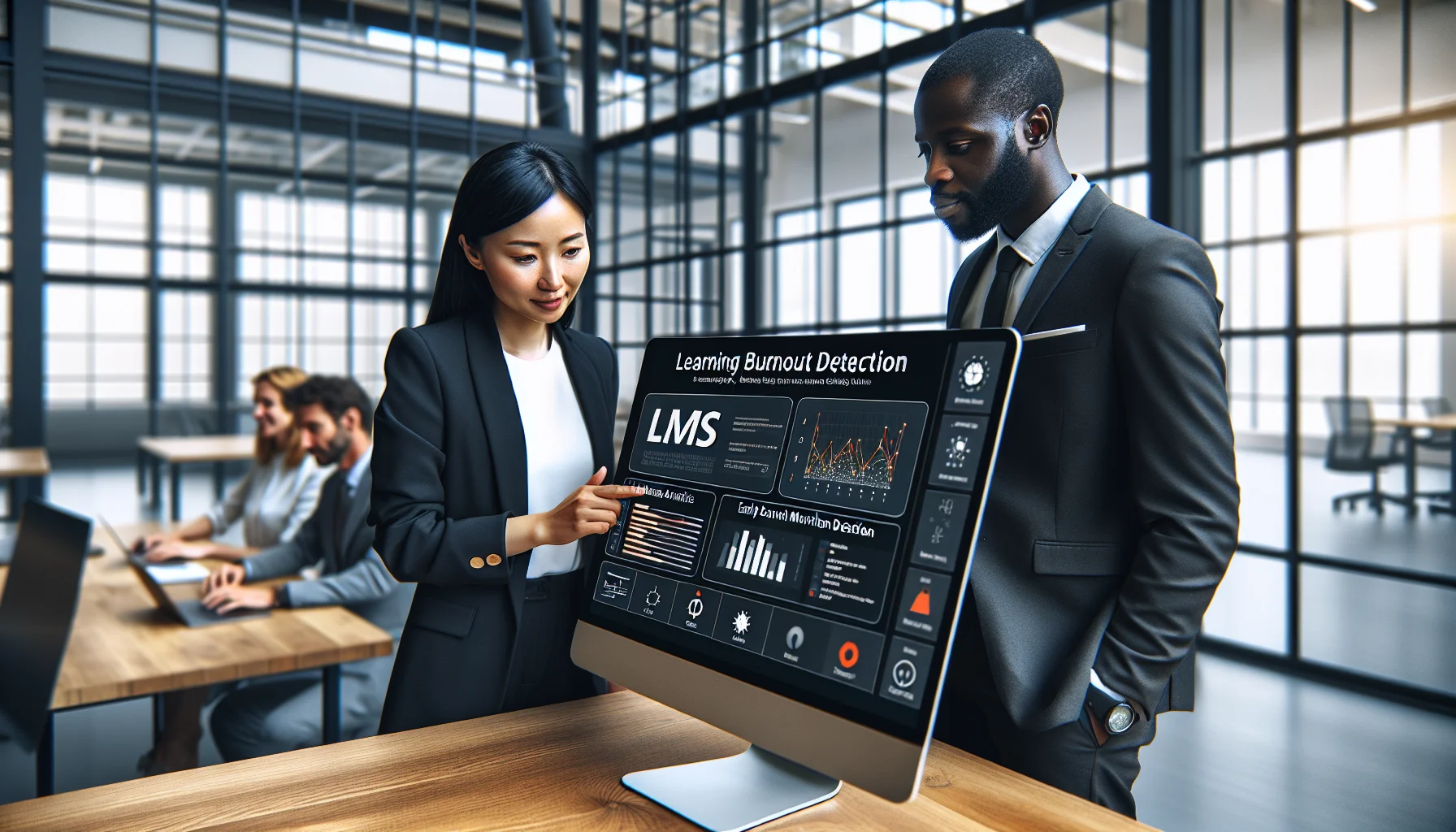 Dashboard showing LMS analytics for early burnout detection