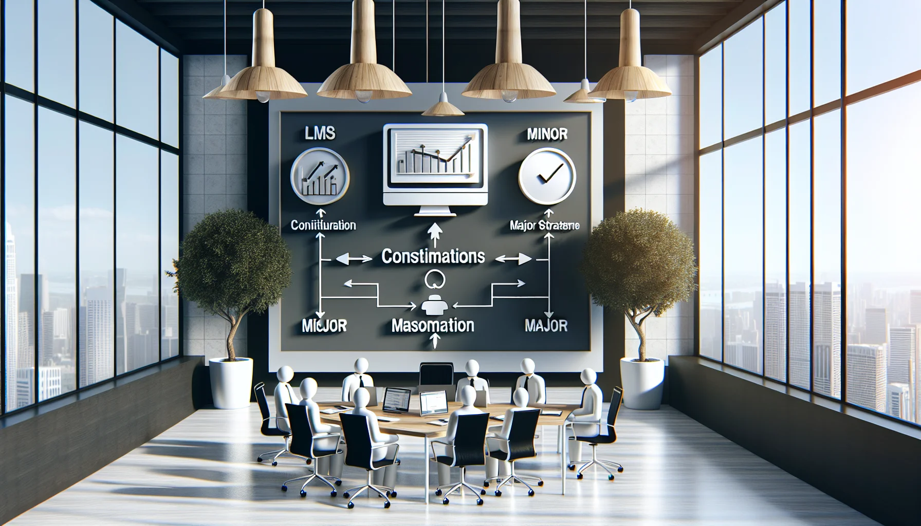 Team reviewing an LMS customization strategy spreadsheet and pricing templates