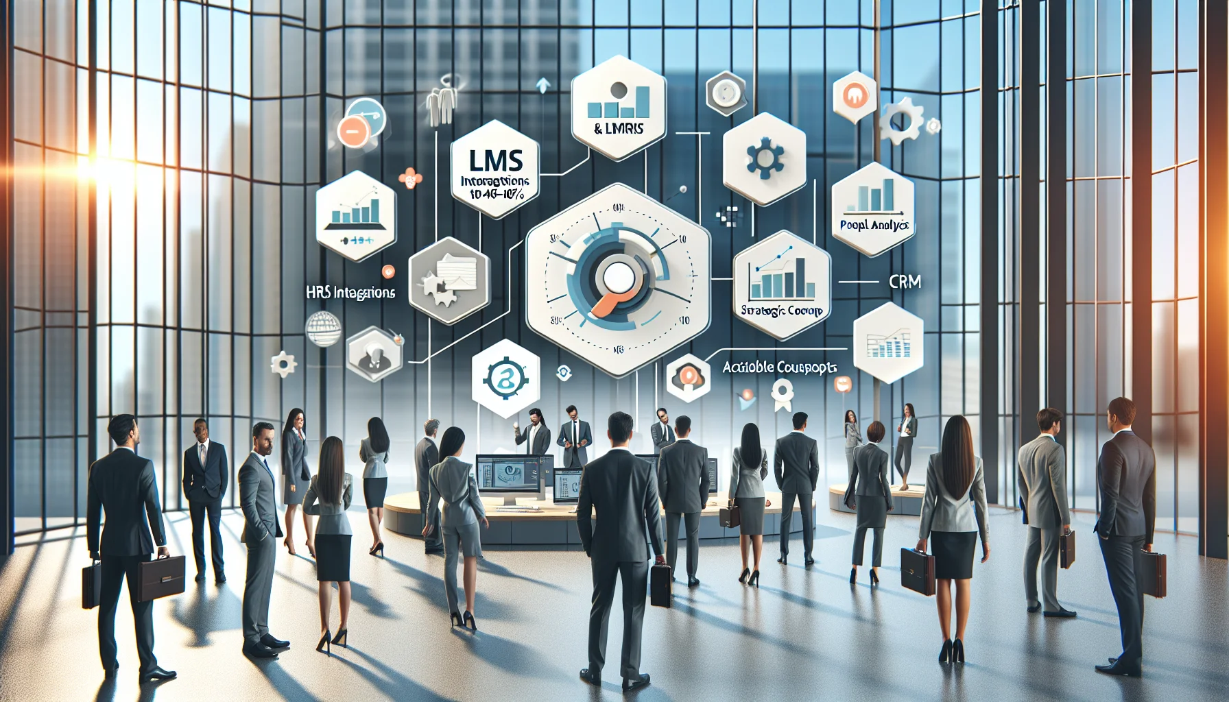 Team mapping LMS integrations with HRIS and CRM flowchart