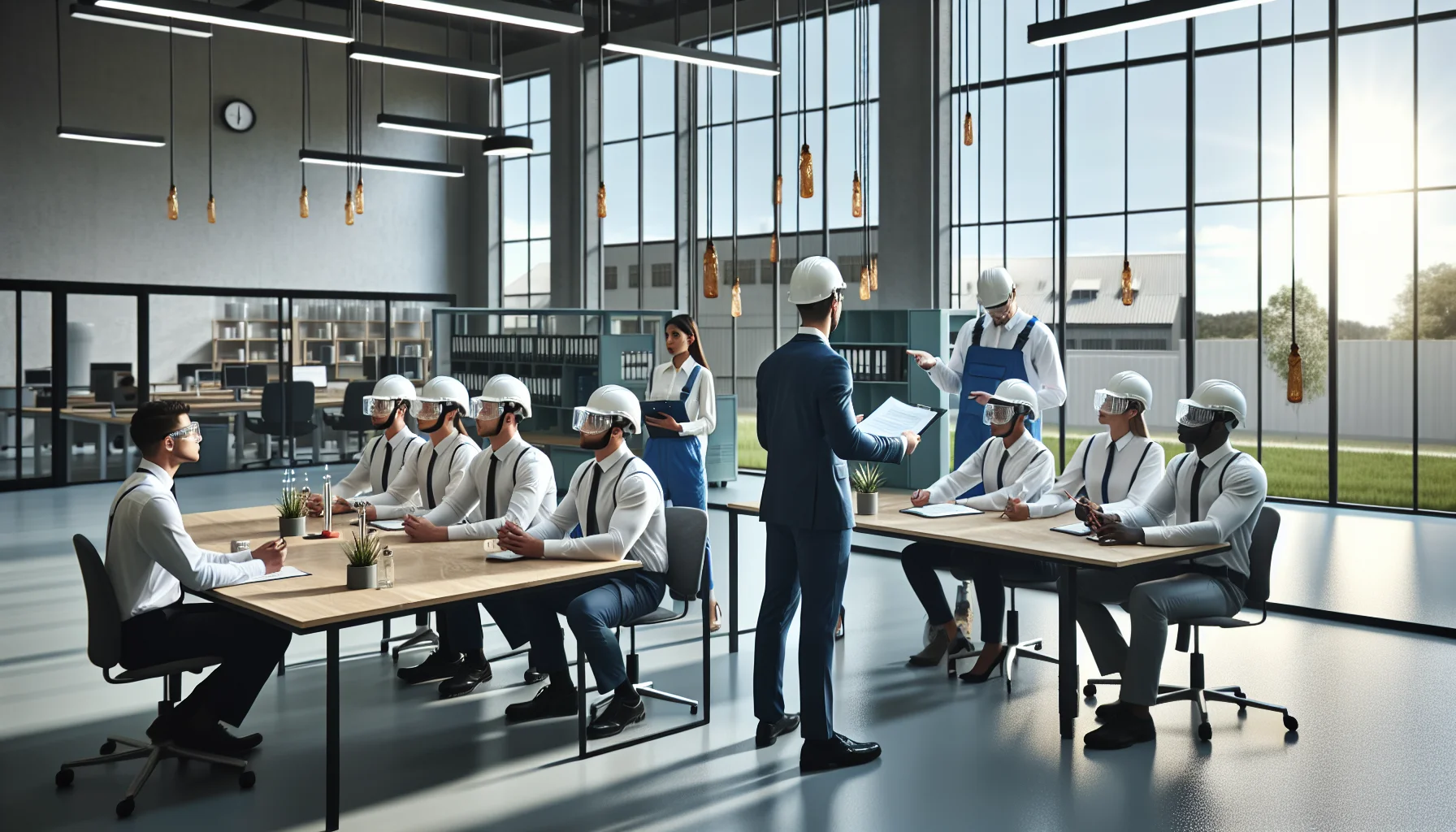 Workers reviewing localized OSHA training site-specific safety page on tablet