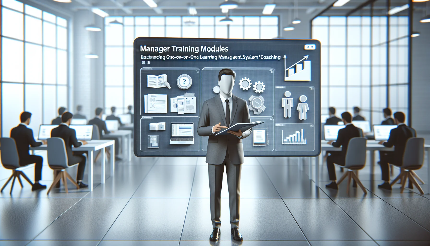 Manager training modules dashboard showing LMS milestones for 1:1 coaching