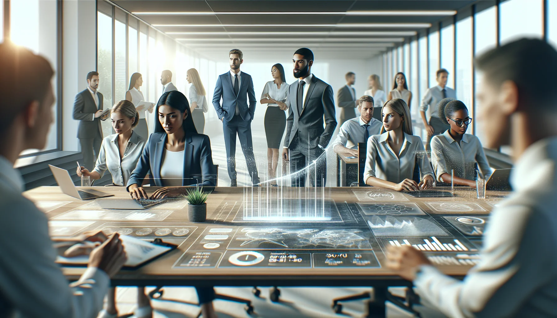 Marketers collaborating over marketing experimentation results on laptop