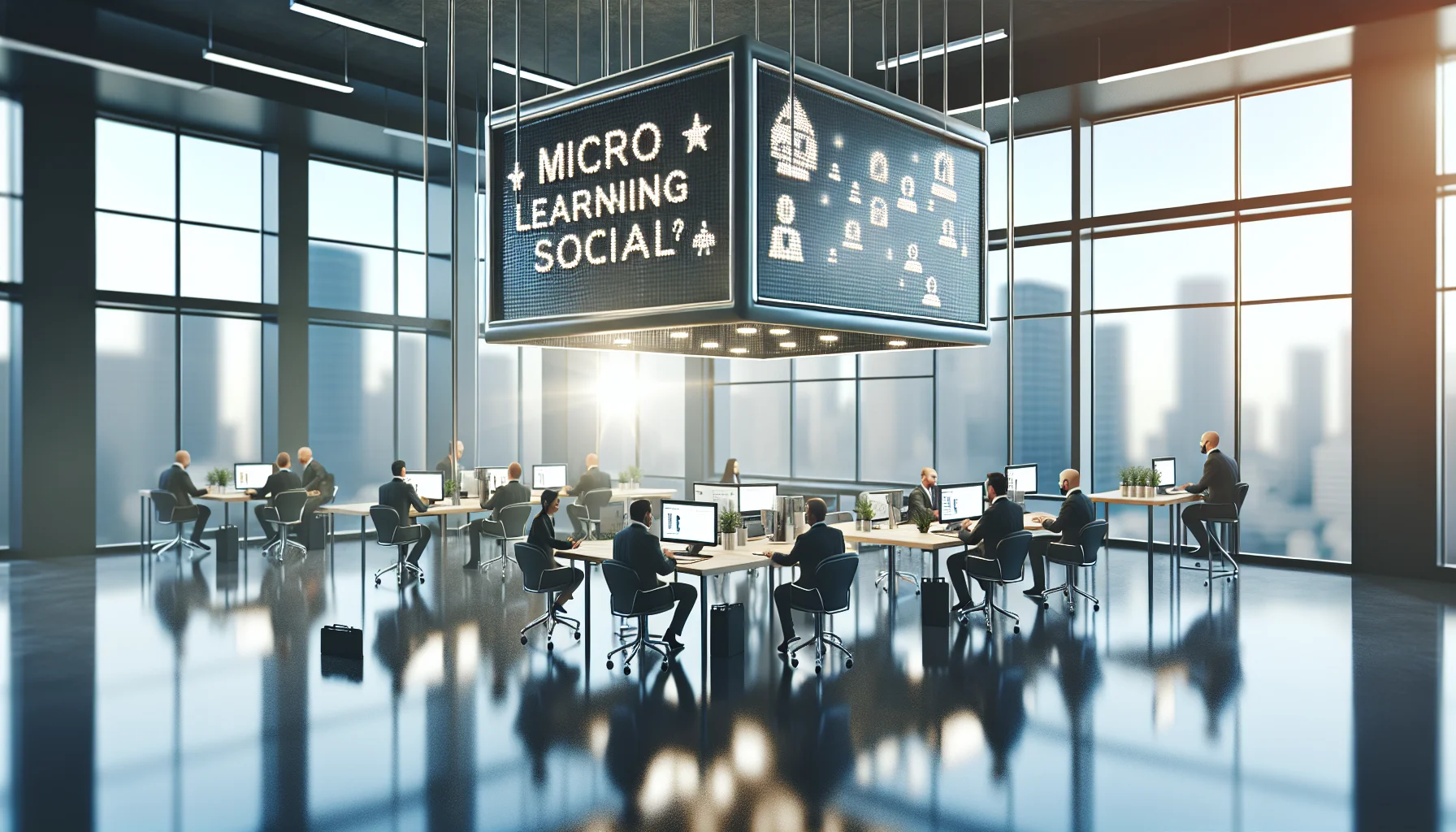 Team viewing microlearning social content on LMS dashboard