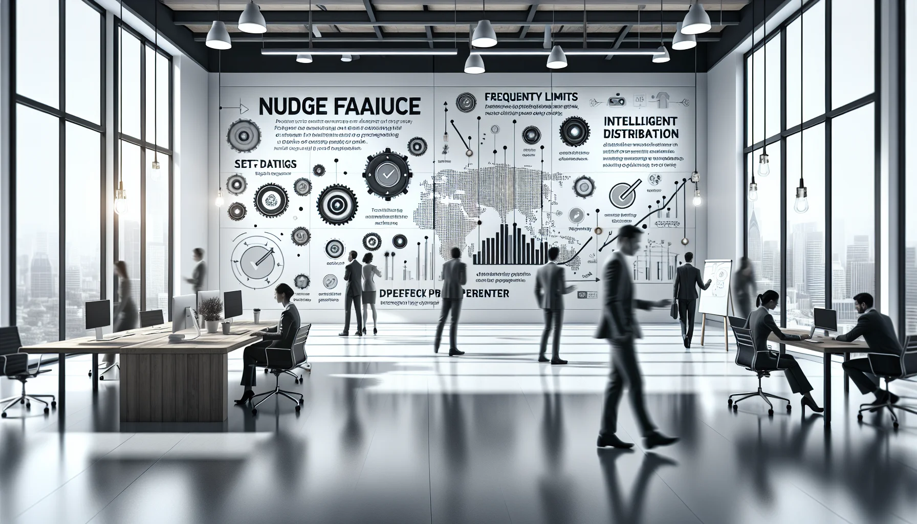 Team reviewing nudge fatigue prevention metrics on dashboard