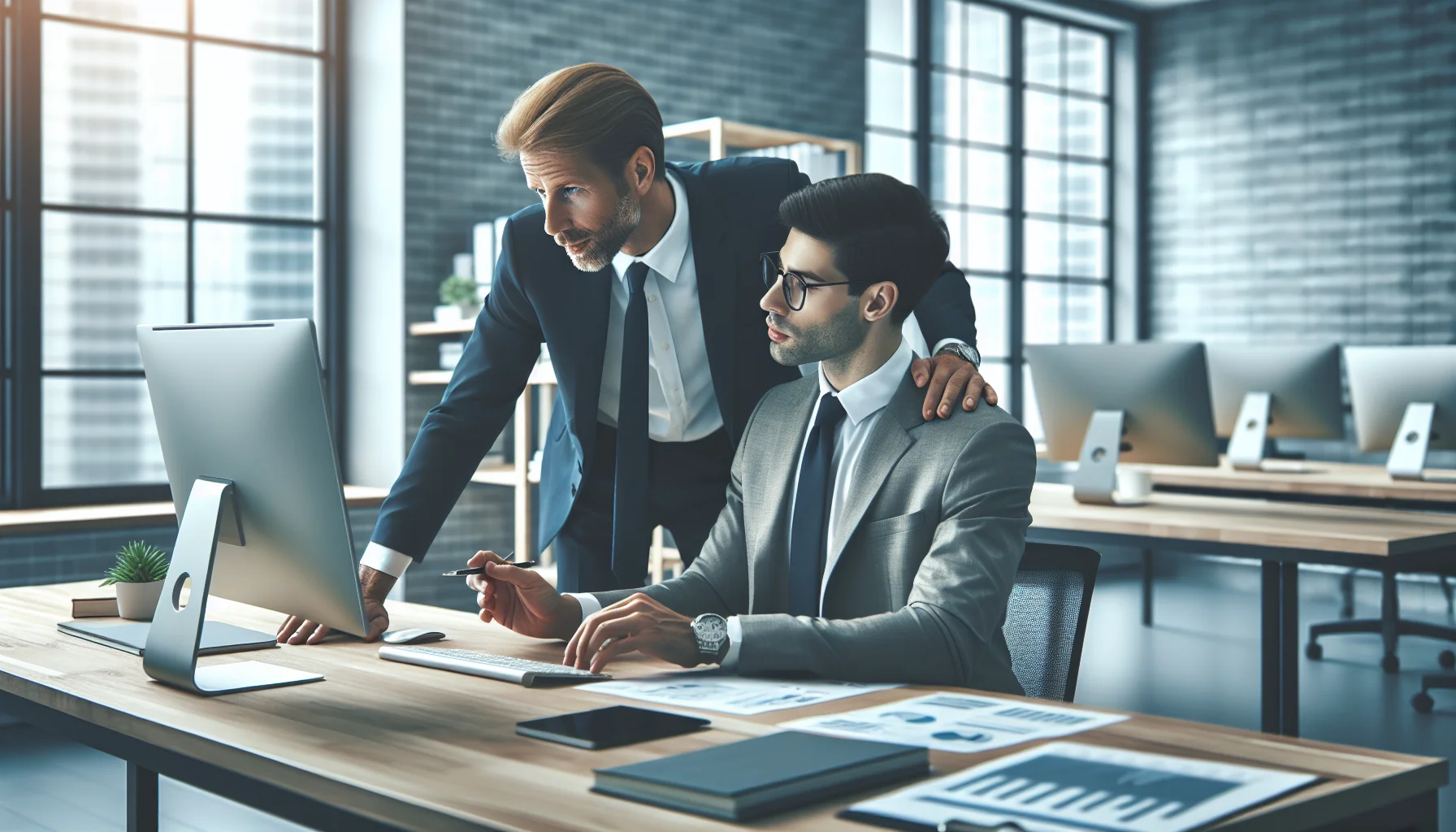 Manager onboarding salary training session with mentor and role-play