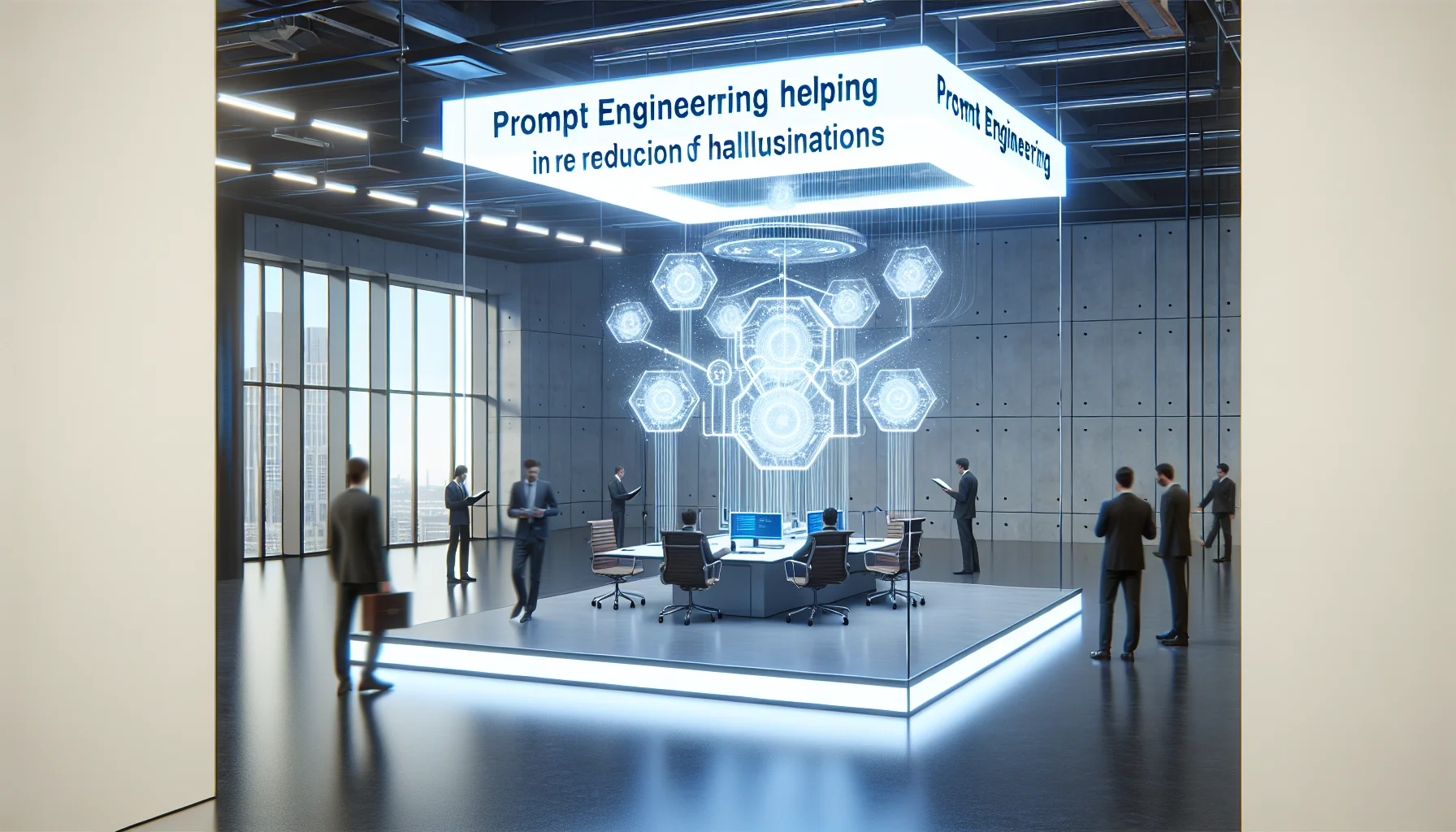 Team reviewing prompt engineering hallucinations prompts on laptop