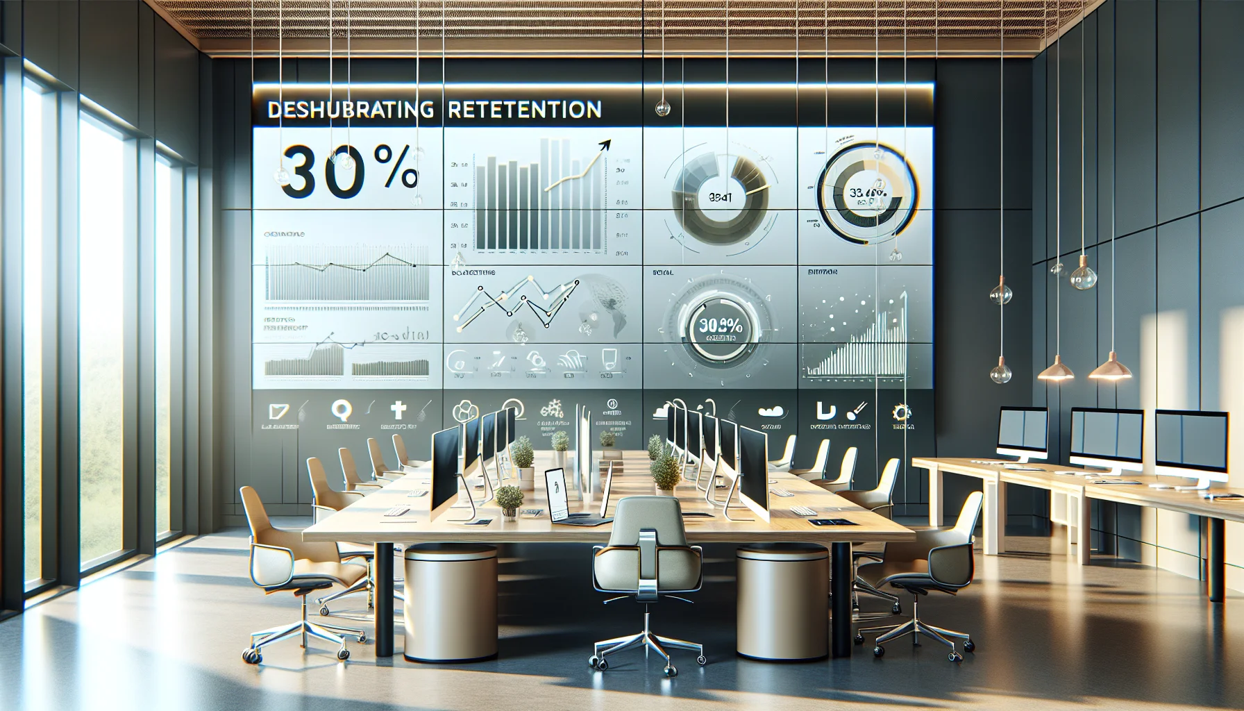 HR team reviewing retention metrics and engagement score dashboard