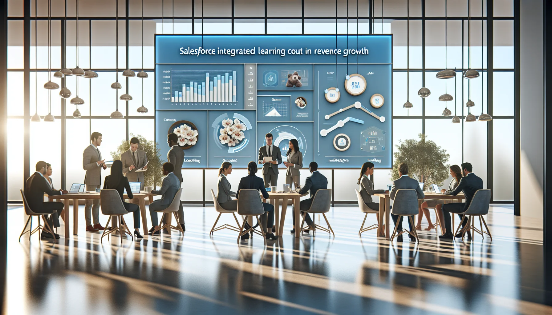Dashboard showing Salesforce integrated learning metrics and revenue impact