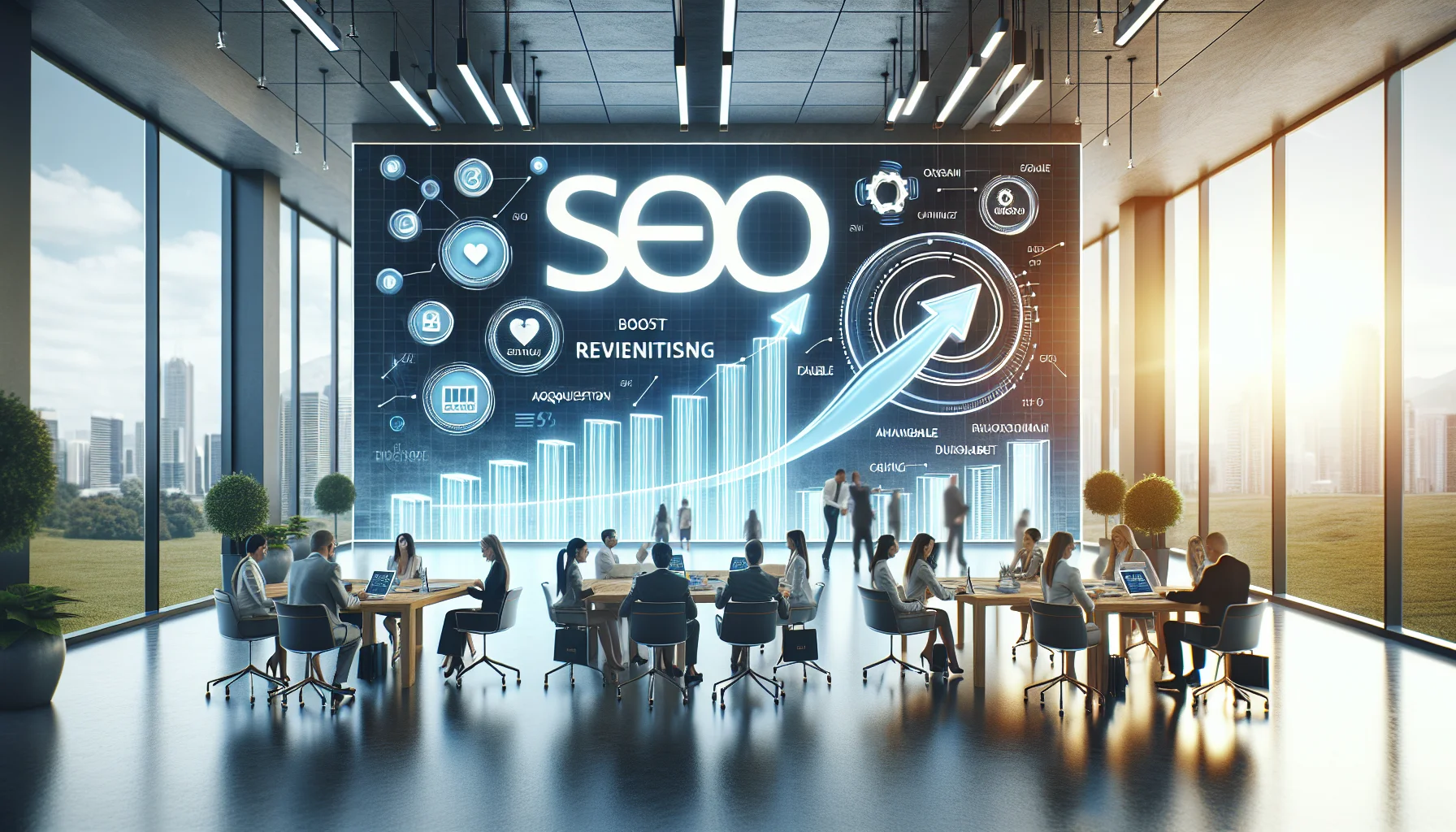 Team reviewing SEO for small businesses strategy on laptop