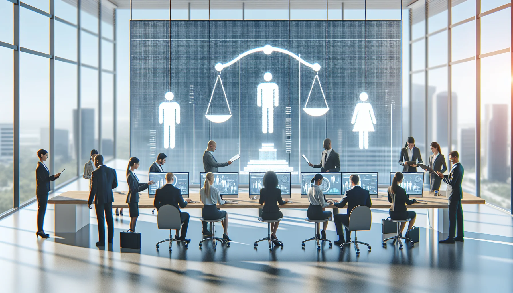 Analysts reviewing dashboards to mitigate sentiment bias in reviews