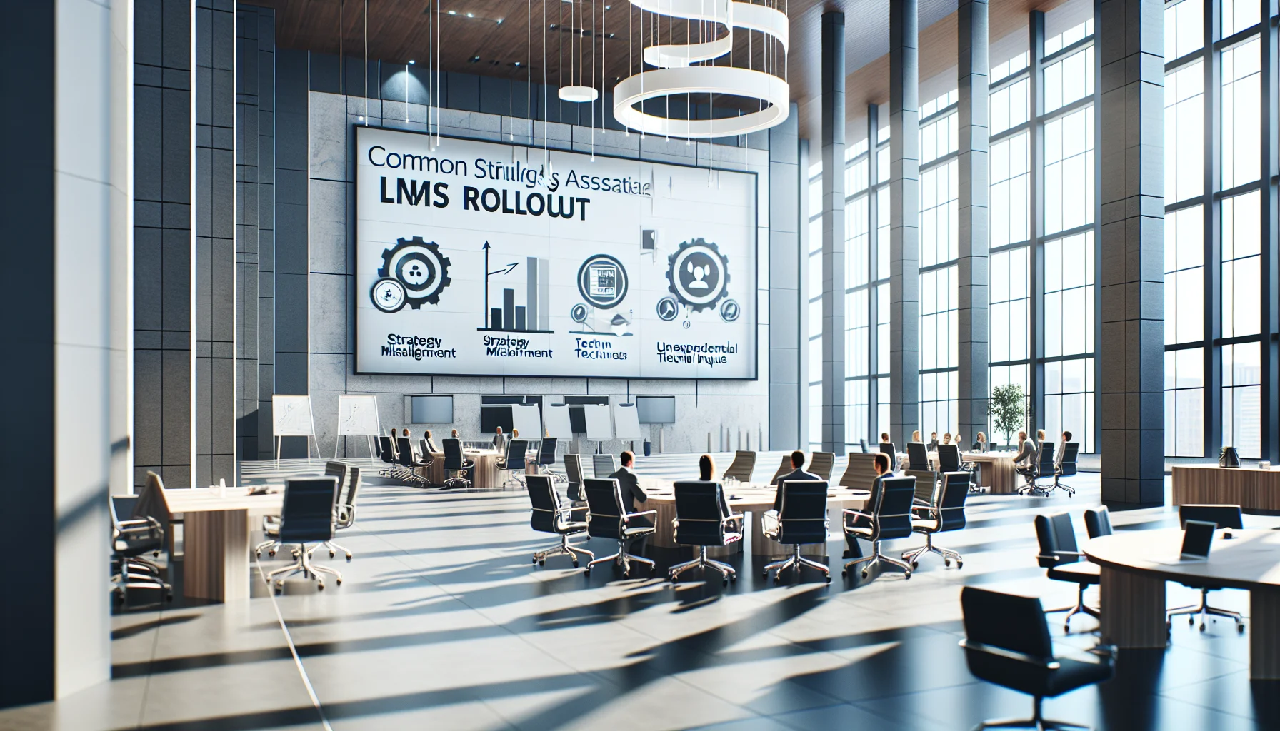 Team planning to avoid lms rollout pitfalls on whiteboard