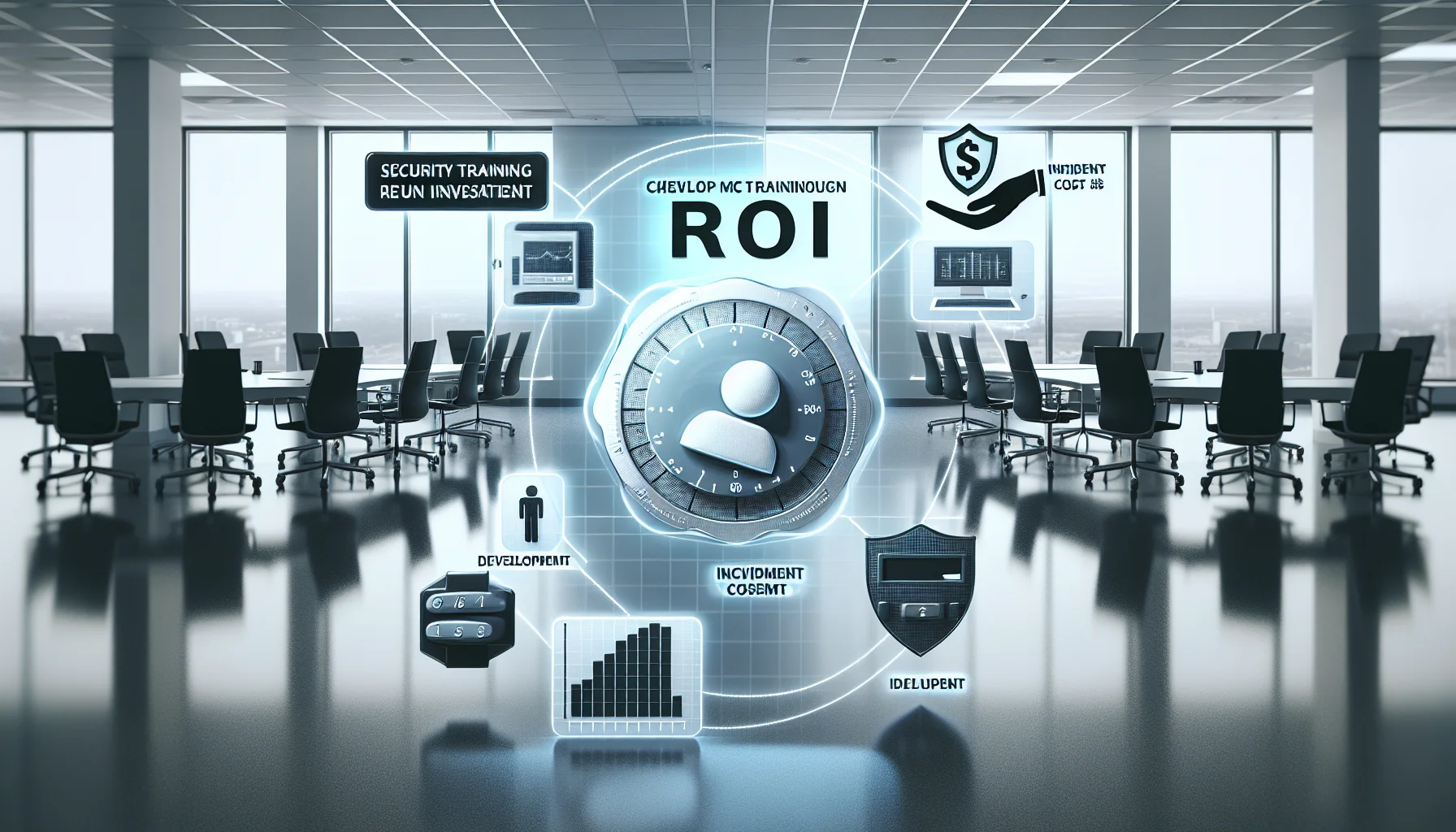 Team reviewing spreadsheet model for security training ROI