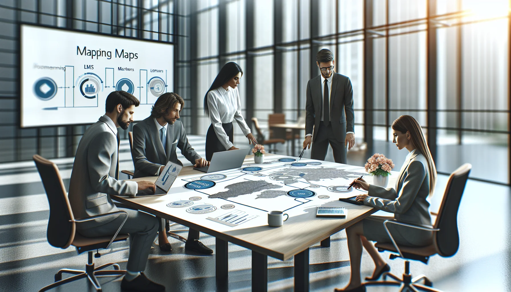 Team mapping the LMS vendor landscape on a whiteboard