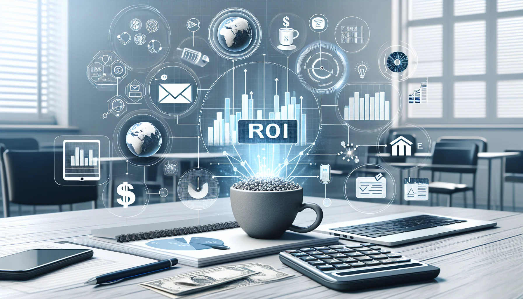 Team reviewing LMS ROI spreadsheet and performance dashboard