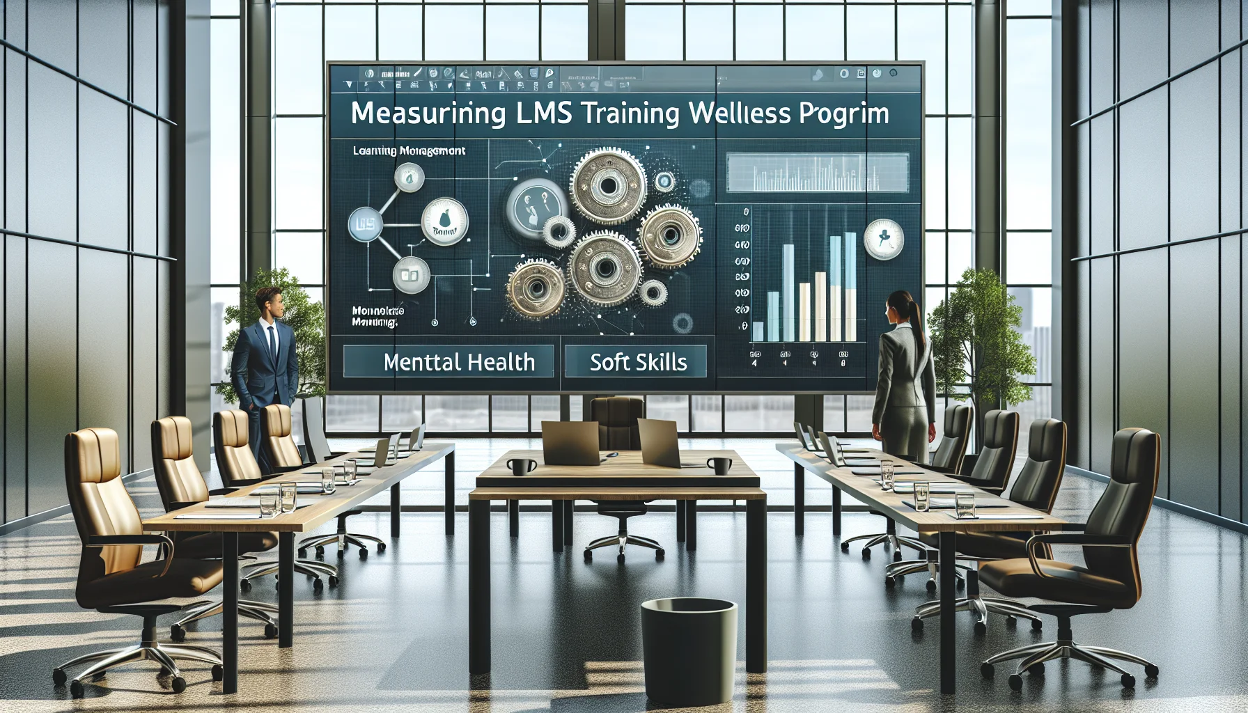 Wellness training ROI dashboard showing metrics and waterfall