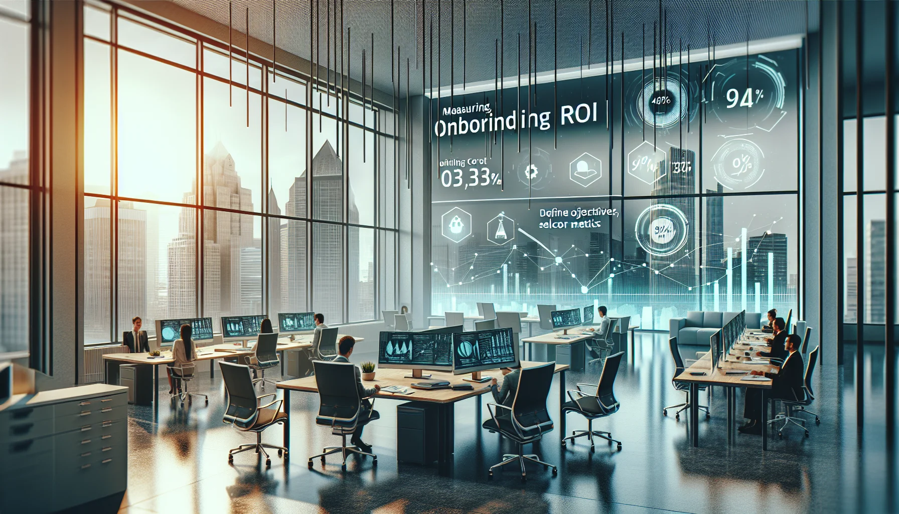 Team reviewing onboarding ROI spreadsheet and onboarding metrics