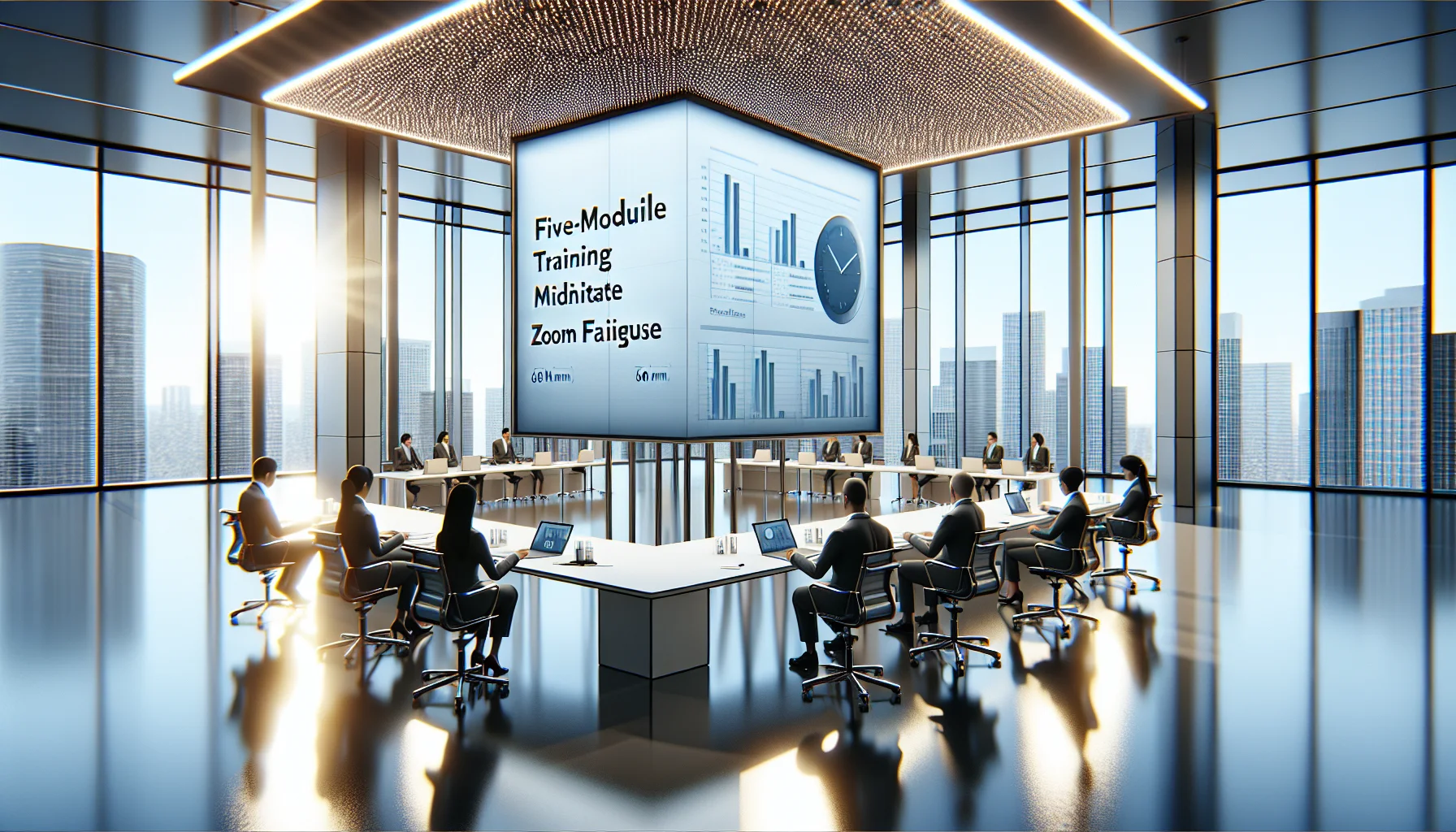 Employees learning Zoom fatigue training and video call best practices