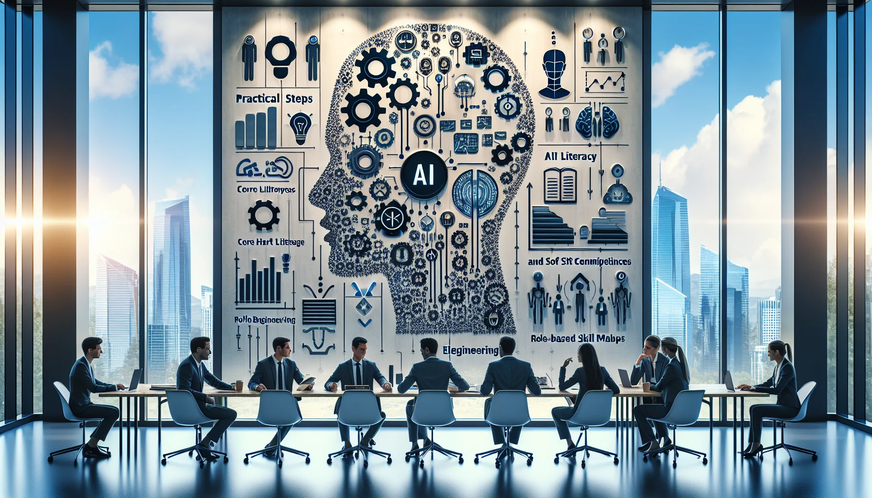 Team workshop building AI collaboration skills with role-based maps