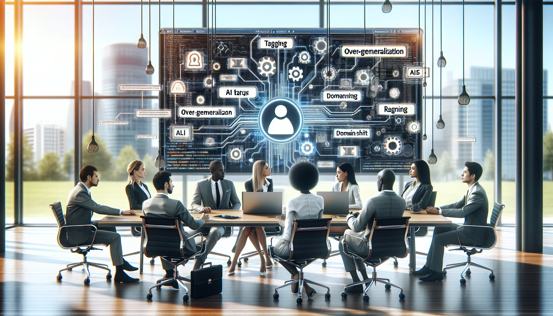 Engineers reviewing AI tagging failures dashboard on laptop screen