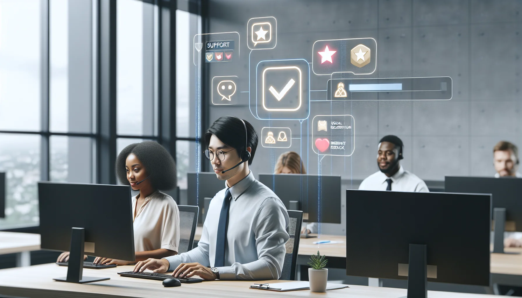 Support agents viewing badges for customer support on dashboard