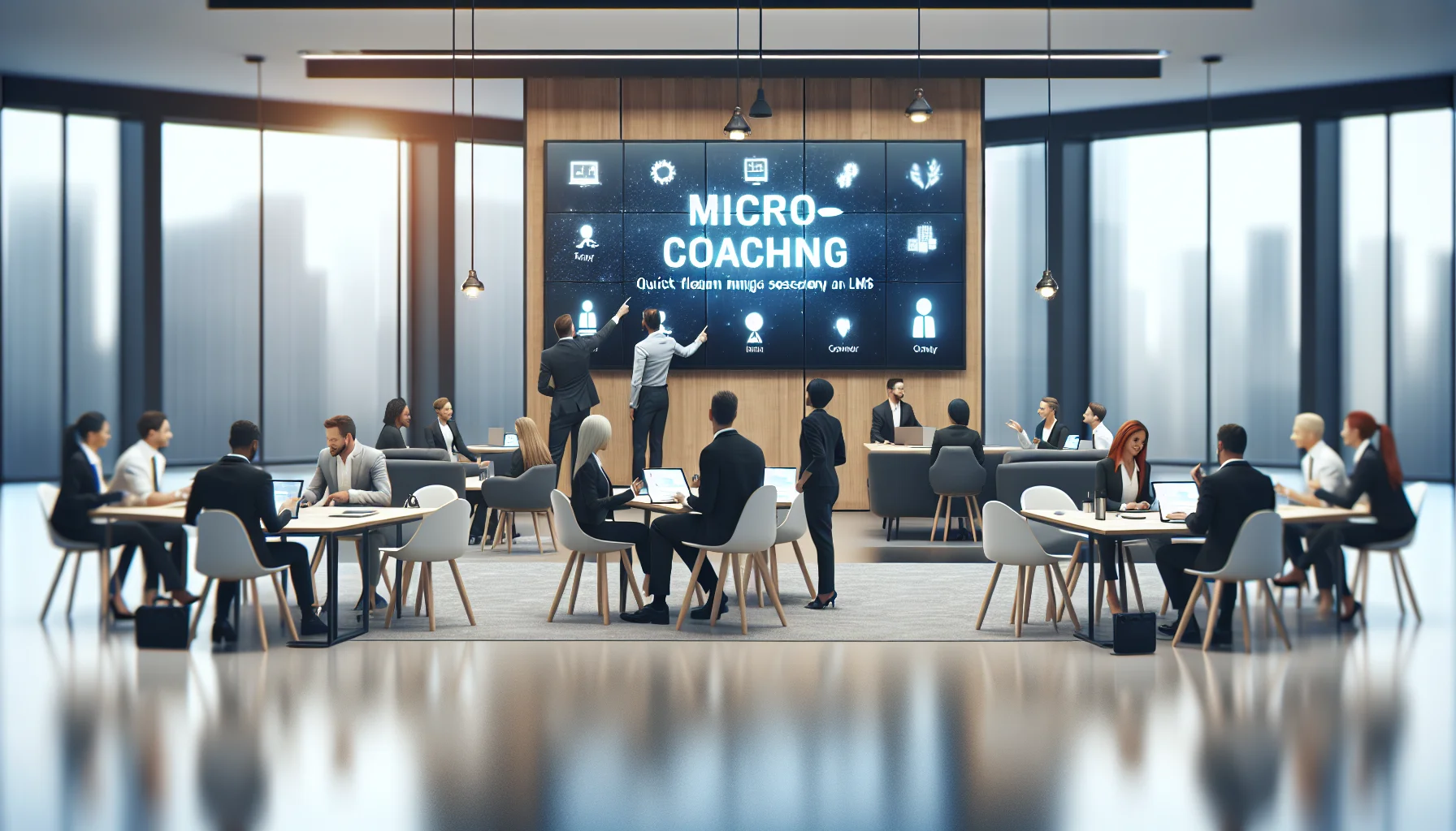 Engineering managers viewing benefits micro-coaching lessons on LMS