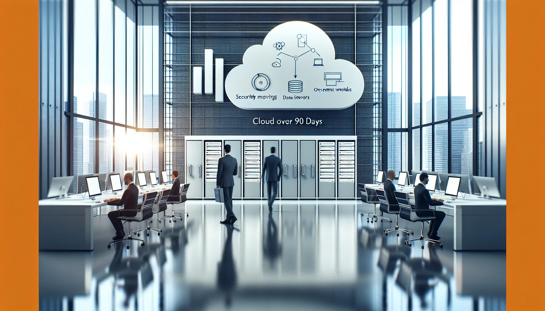 Engineers reviewing cloud migration strategies checklist on laptop screen